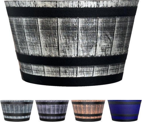 Large round barrel planter - planter, tub