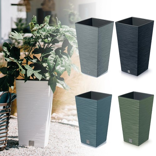 Tall square plastic plant pots - plant,