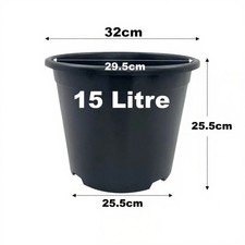 15 Litre Black Plant Pots