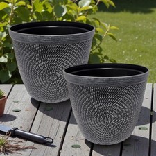 Grey Round Flower Pot Set 2