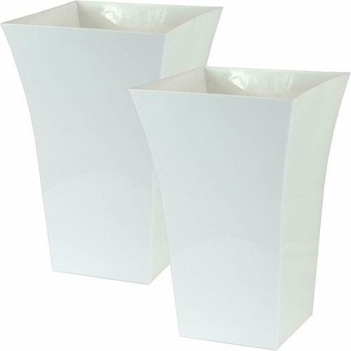 Large white square - white, plant